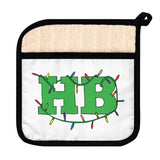 Green HB with Christmas Lights Pot Holder with Pocket