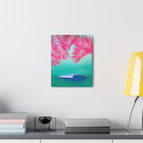 Pink Palms and Wave - Canvas Gallery Wrap