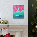 Pink Palms and Wave - Canvas Gallery Wrap