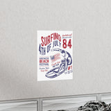 84 Surfing 4th of July Championship Huntington Beach Patriotic Premium Matte Poster