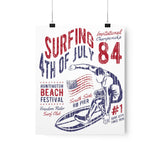 84 Surfing 4th of July Championship Huntington Beach Patriotic Premium Matte Poster