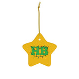 Gold Star HB with Christmas Lights Ceramic Ornament