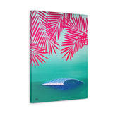 Pink Palms and Wave - Canvas Gallery Wrap