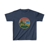 Big Sur Sunset Kids T Shirt Heavy Thick Cotton Durable Long Seed of Life Sacred Geometry Waves and Surf Art