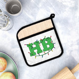 Green HB with Christmas Lights Pot Holder with Pocket
