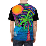 Palm Tree Wave Trippy All Over Print T Shirt -  Psychedelic clothes, Raver, Sun, Visionary gifts