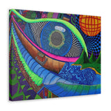 Look Eye Mountains Blues Trippy Pattern Sacred Geometry Canvas Wall Art Gallery Wrap