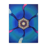 Fades Flower of Life Blues Trippy Pattern Sacred Geometry Canvas Gallery Wrap