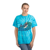 Uncle Sam Surfing the Huntington Beach Pier Unisex Tie Die Heavy Cotton Thick Durable T Shirt Red White & Blue Surf City