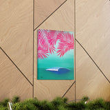 Pink Palms and Wave - Canvas Gallery Wrap