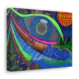 Look Eye Mountains Blues Trippy Pattern Sacred Geometry Canvas Wall Art Gallery Wrap