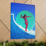 Pink Surfer Girl Canvas Gallery Wrap