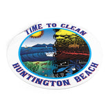 Time to Clean Huntington Beach Oil Spill Design Round Vinyl Stickers