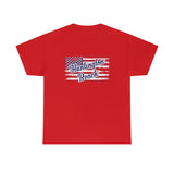 Red White and Blue Huntington Beach Distressed US Flag Heavy Cotton Unisex T Shirt