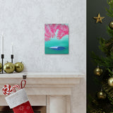 Pink Palms and Wave - Canvas Gallery Wrap