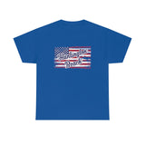 Red White and Blue Huntington Beach Distressed US Flag Heavy Cotton Unisex T Shirt
