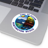 Time to Clean Huntington Beach Oil Spill Design Round Vinyl Stickers