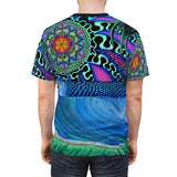 Flower of Life Blue Purple Ocean Trippy All Over Print T Shirt - Spiritual Sacred Geometry Shirt, Psychedelic clothes, Raver clothing