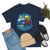 Time to Clean Huntington Beach T Shirt Heavy Thick Cotton Durable Long Oil Spill Clean Up Design - Dark Colors