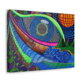 Look Eye Mountains Blues Trippy Pattern Sacred Geometry Canvas Wall Art Gallery Wrap