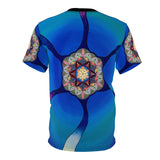 Flower of Life Blues greens and trippy pattern All Over Print T Shirt -  Psychedelic clothes, Raver, Sun, Visionary Sacred Geometry Gifts