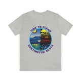 Time to Clean Huntington Beach T Shirt Light Super Soft Cotton Oil Spill Clean Up Design - Light Colors