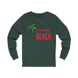 Huntington Beach Christmas Light Palm Tree Unisex Jersey Long Sleeve T Shirt