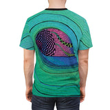 Green Trippy Wave psychedelic All Over Print T Shirt Perfect Wave gift for surfers ocean lovers
