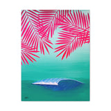 Pink Palms and Wave - Canvas Gallery Wrap