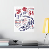 84 Surfing 4th of July Championship Huntington Beach Patriotic Premium Matte Poster