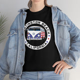 Huntington Beach Patriotic Bus Heavy Cotton Unisex T Shirt