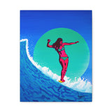 Pink Surfer Girl Canvas Gallery Wrap