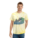 Uncle Sam Surfing the Huntington Beach Pier Unisex Tie Die Heavy Cotton Thick Durable T Shirt Red White & Blue Surf City