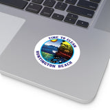 Time to Clean Huntington Beach Oil Spill Design Round Vinyl Stickers
