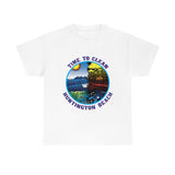 Time to Clean Huntington Beach T Shirt Heavy Thick Cotton Durable Long Oil Spill Clean Up Design - Light Colors