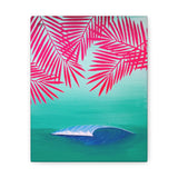 Pink Palms and Wave - Canvas Gallery Wrap