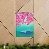 Pink Palms and Wave - Canvas Gallery Wrap