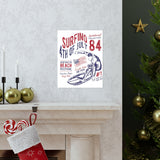 84 Surfing 4th of July Championship Huntington Beach Patriotic Premium Matte Poster