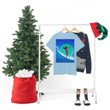 Surfer Girl Design on Heavy Durable extra long Cotton Black Navy Blue T Shirt