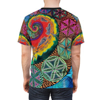 Fibonacci Spiral Art All Over Print T Shirt - Spiritual Sacred Geometry Shirt, Psychedelic clothes, Raver clothing,