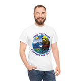 Time to Clean Huntington Beach T Shirt Heavy Thick Cotton Durable Long Oil Spill Clean Up Design - Light Colors