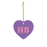 Purple Heart HB with Christmas Lights Ceramic Ornament