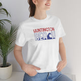 Red White and Blue Huntington Beach Wave Super Soft Unisex T Shirt