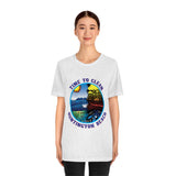 Time to Clean Huntington Beach T Shirt Light Super Soft Cotton Oil Spill Clean Up Design - Light Colors