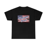 Red White and Blue Huntington Beach Distressed US Flag Heavy Cotton Unisex T Shirt
