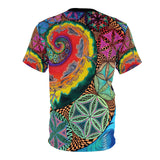 Fibonacci Spiral Art All Over Print T Shirt - Spiritual Sacred Geometry Shirt, Psychedelic clothes, Raver clothing,