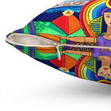 Thoth & Isis Egyptian Spiritual Sacred Geometry Psychedelic Pyramid Trippy Visionary Space Planets Hermetic Home Decor Pillow