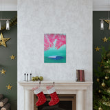 Pink Palms and Wave - Canvas Gallery Wrap