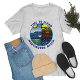Time to Clean Huntington Beach T Shirt Light Super Soft Cotton Oil Spill Clean Up Design - Light Colors