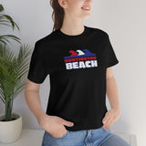 Huntingon Beach Red White and Blue Waves Super Soft T Shirt Huntington Beach
